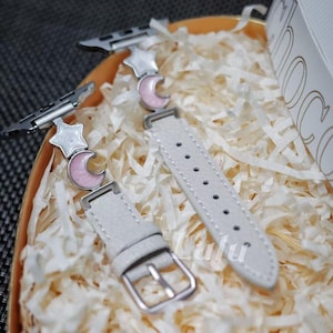 Star Leather Apple Watch Band • Apple Watch Series 1-10, SE, Ultra • Adjustable Strap for 38mm-41mm 42mm-49mm • For Her • Everyday Essential