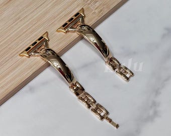 Gold Bangle Apple Watch Band • Apple Watch Series 12–1, SE, Ultra • Adjustable Stainless Steel Strap 38mm–41mm 42mm–49mm • Shiny Bracelet