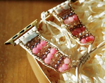 NEW Pink Boho Beaded Luxury Apple Watch Band Amazon.com: VISOOM Beaded Boho Bracelet Compatible for Apple  main image 2