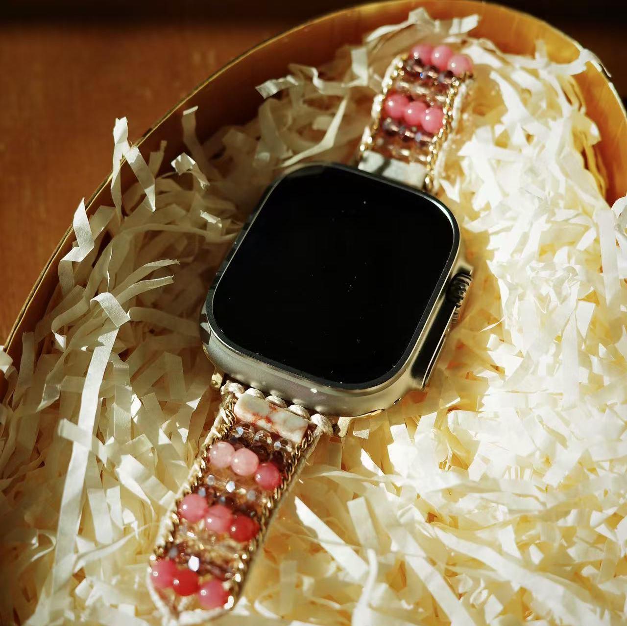 NEW Pink Boho Beaded Luxury Apple Watch Band Clay Beaded Watch Band / Apple Watch Compatible / Black Pink  main image 2