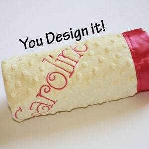 Custom Embroidered Minky Baby Blanket with Satin Border