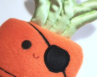 Mini Carrot of the Caribbean, Stuffed Pirate, Stuffed carrot Toy, Baby Toy, Orange Plush toy