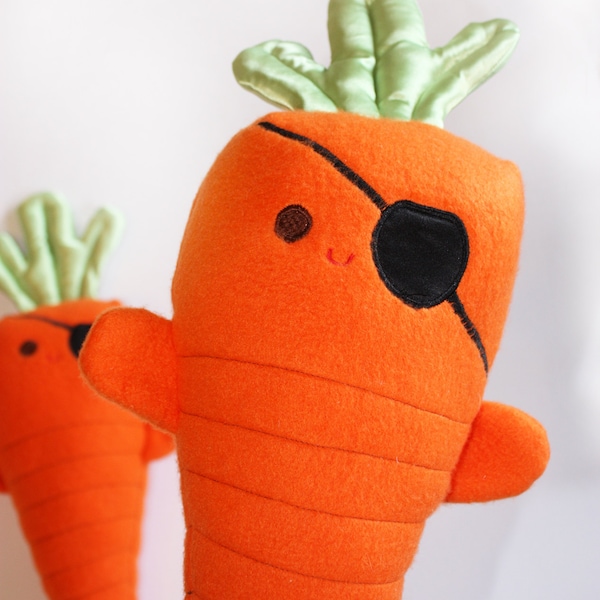 Carrots of the Caribbean, Stuffed Pirate, Stuffed carrot Toy, Baby Toy, Orange Plush toy