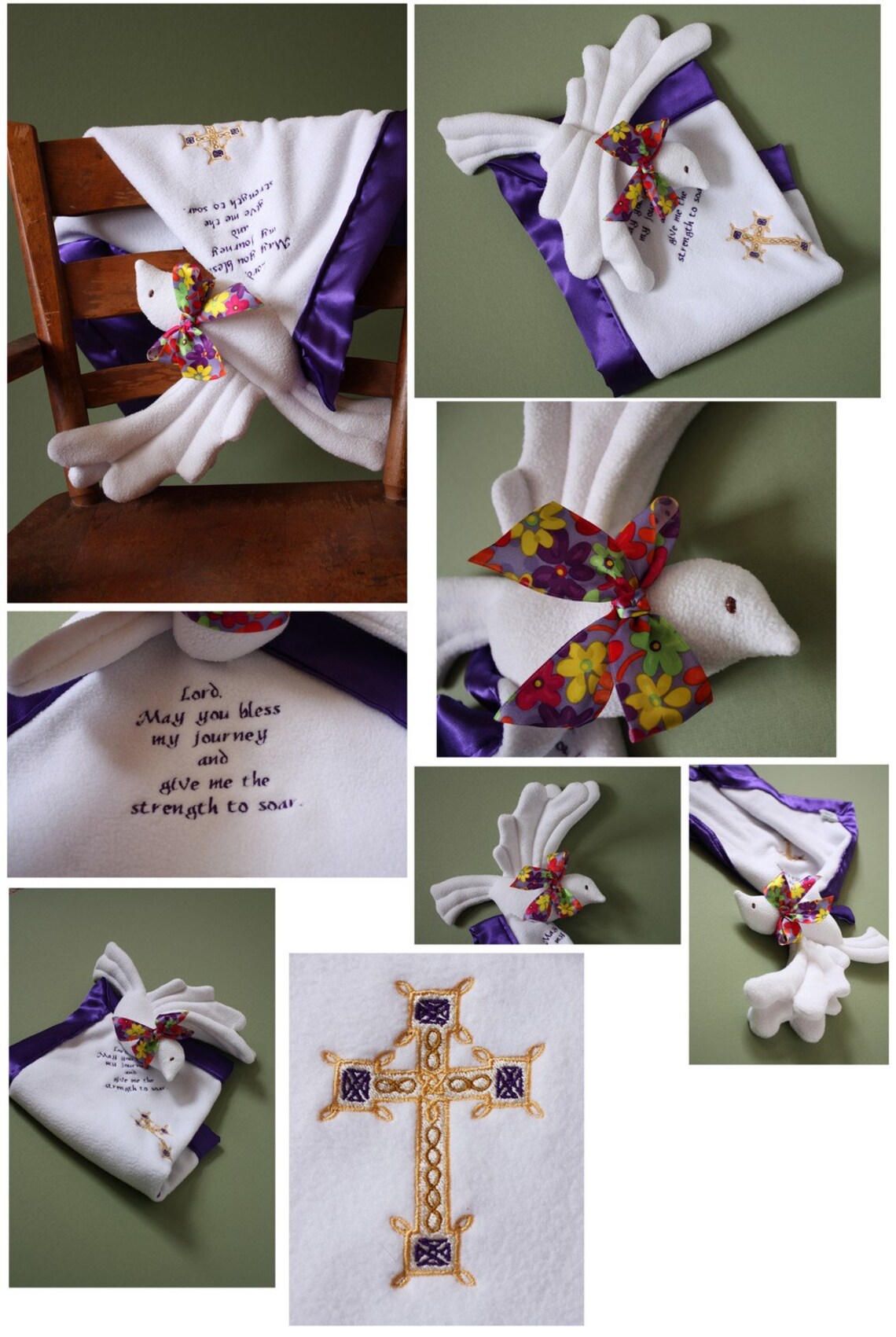 Dove Baptism Christening Security Blanket Lovey Blanket Etsy