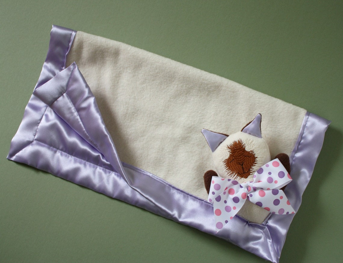 Siamese Cat Security Blanket Lovey Blanket Satin Baby Etsy
