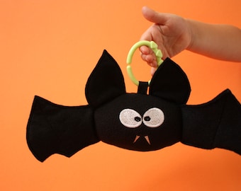 Halloween Black Bat Plush Toy: Embroidered Baby Stuffed Animal