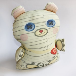 Handmade Organic Cotton Mummy Bear: Halloween Plush Toy
