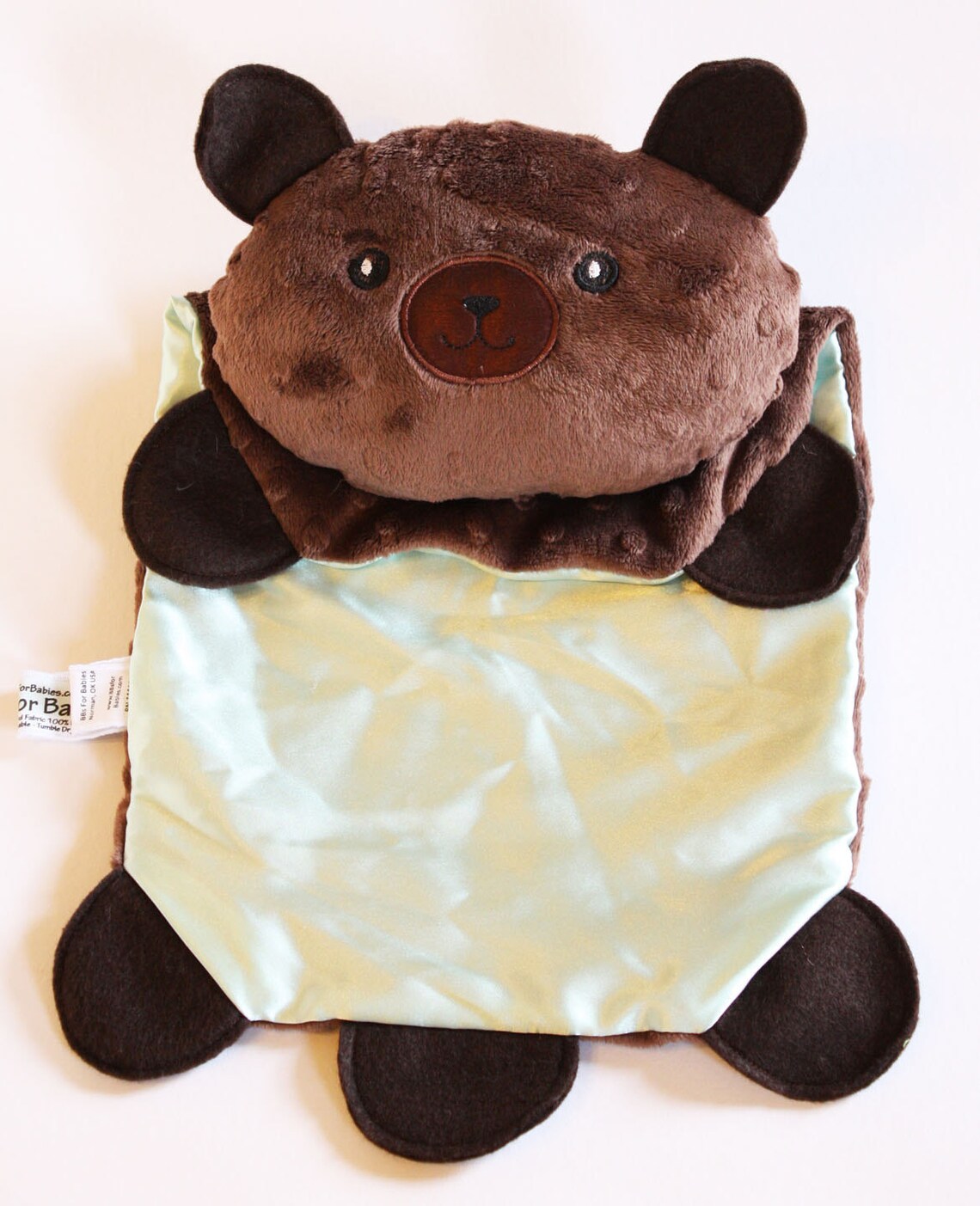 Brown Minky Teddy Bear Security Blanket Lovey Blanket Satin Etsy