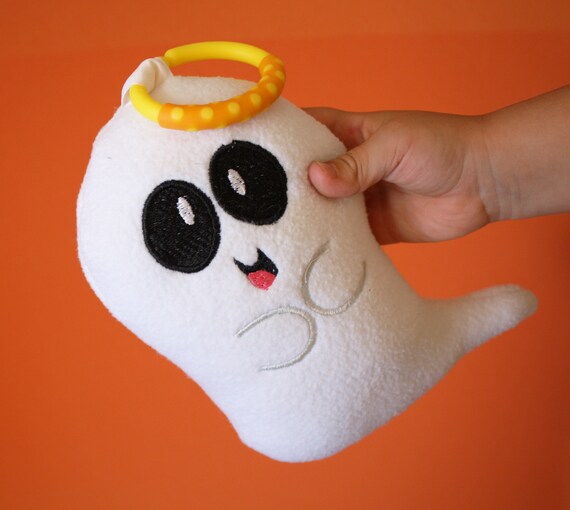 Halloween Ghost Plush Toy: Embroidered Fleece Stuffed Animal