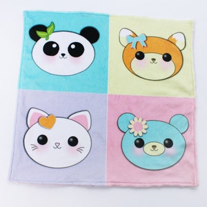 Coperta di sicurezza Kawaii Critter Minky: coperta Lovie fatta a mano