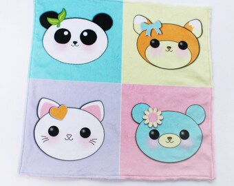 Minky blanket panda blanket fox blanket kitty blanket cat blanket teddy bear blanket lovie blanket security blanket baby blanket custom