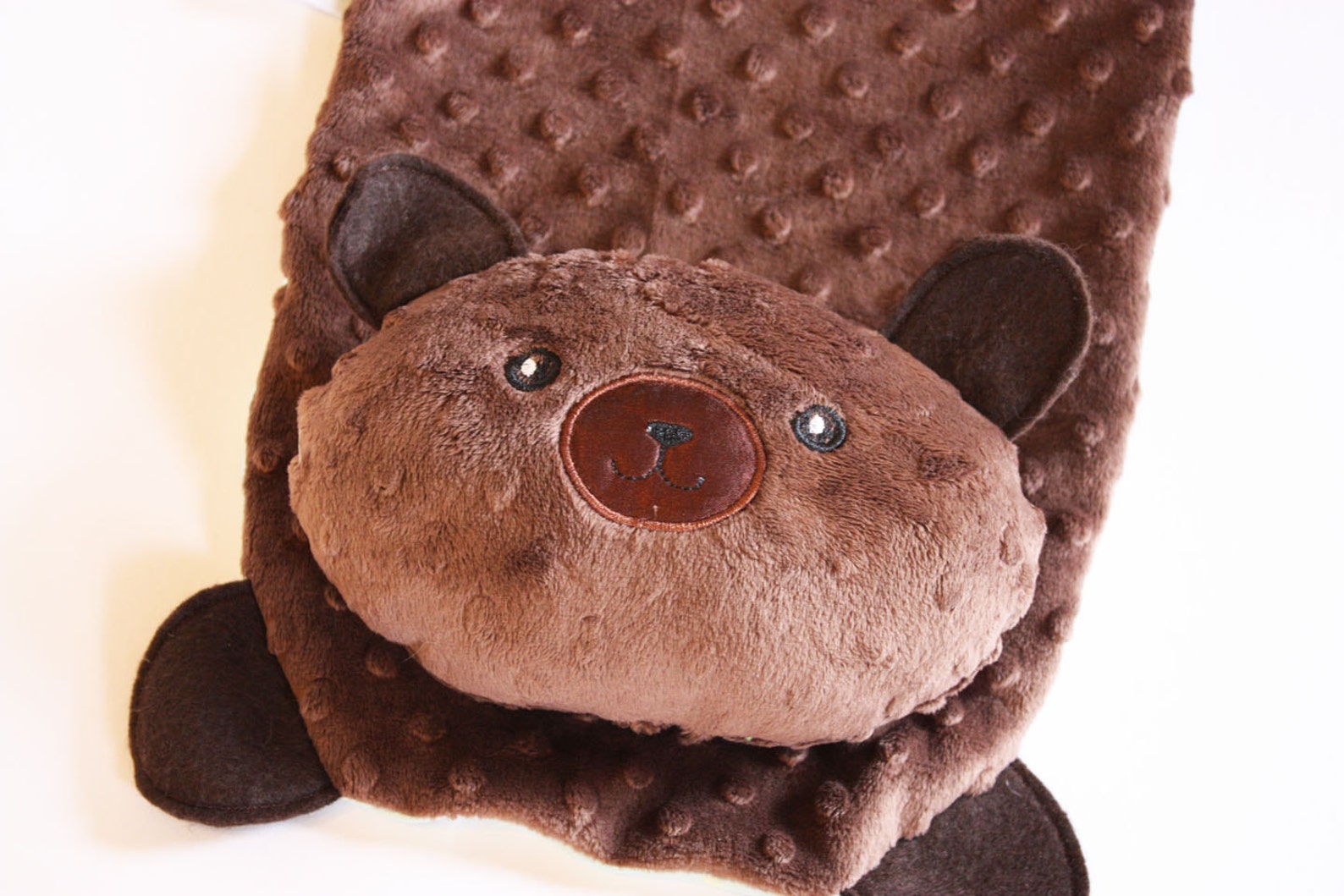 Brown Minky Teddy Bear Security Blanket Lovey Blanket Satin Etsy