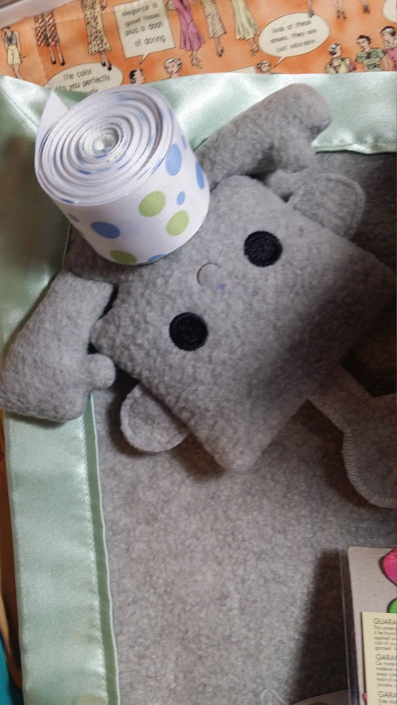 Gray Robot Security Blanket Lovey Blanket Satin Baby Etsy