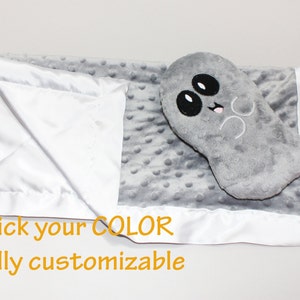 Gray Ghost Minky Security Blanket, Halloween baby blanket Lovey Blanket, Satin, Baby Blanket, Stuffed Animal, Baby Toy - Customize Color