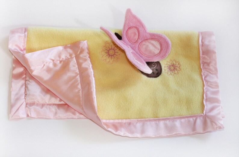 Pink Butterfly Security Blanket, Lovey Blanket, Baby Blanket, Stuffed Animal, Baby Toy Customize Color Personalization Available image 3