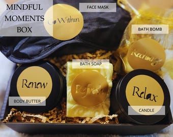 Coffret Mindful Moments : coffret cadeau personnalisé pour prendre soin de vous - Coffret cadeau Thinking of you pour la détente et le bien-être, panier cadeau