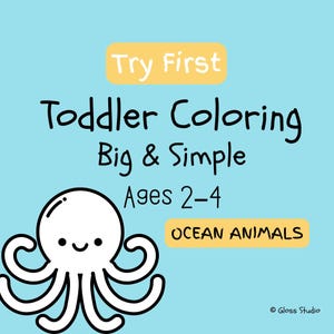 Kit di prova da colorare a tema oceano per bambini piccoli (2-4 anni) | Prova il pacchetto completo | Pacchetto di prova stampabile | Download immediato