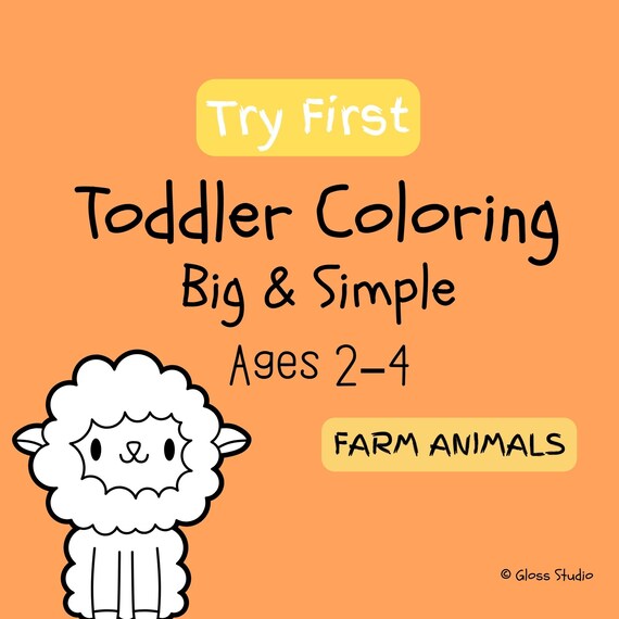Toddler Coloring Pages Sample (Ages 2–4) | Farm Animals Printable PDF | Try Before You Buy