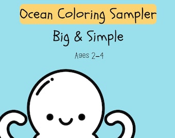 Ocean Coloring Pages Sampler for Toddlers (Ages 2–4) | Big & Simple Sample Pack | Printable PDF