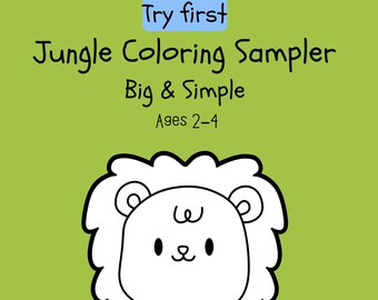 Jungle Animals Coloring Sampler for Toddlers (Ages 2–4) | Big & Simple Fun | Try Before You Buy | Printable PDF