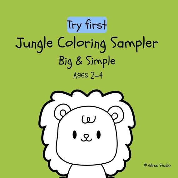Jungle Animals Coloring Sampler for Toddlers (Ages 2–4) | Big & Simple Fun | Try Before You Buy | Printable PDF