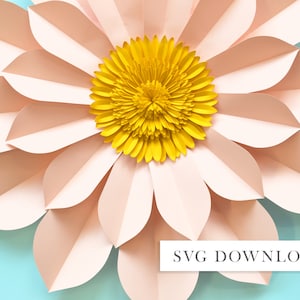 Tutorial de flores de papel gigante, archivo cortado svg, plantillas PDF imprimibles cortadas a mano, descargar bricolaje