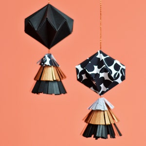 Origami black and white hanging decorations craft kit image 3