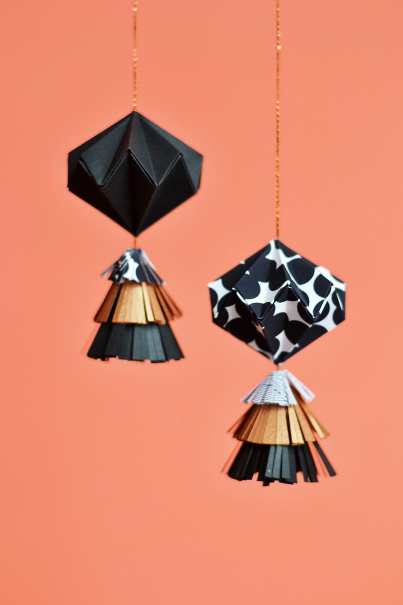 Origami black and white hanging decorations craft kit image 3