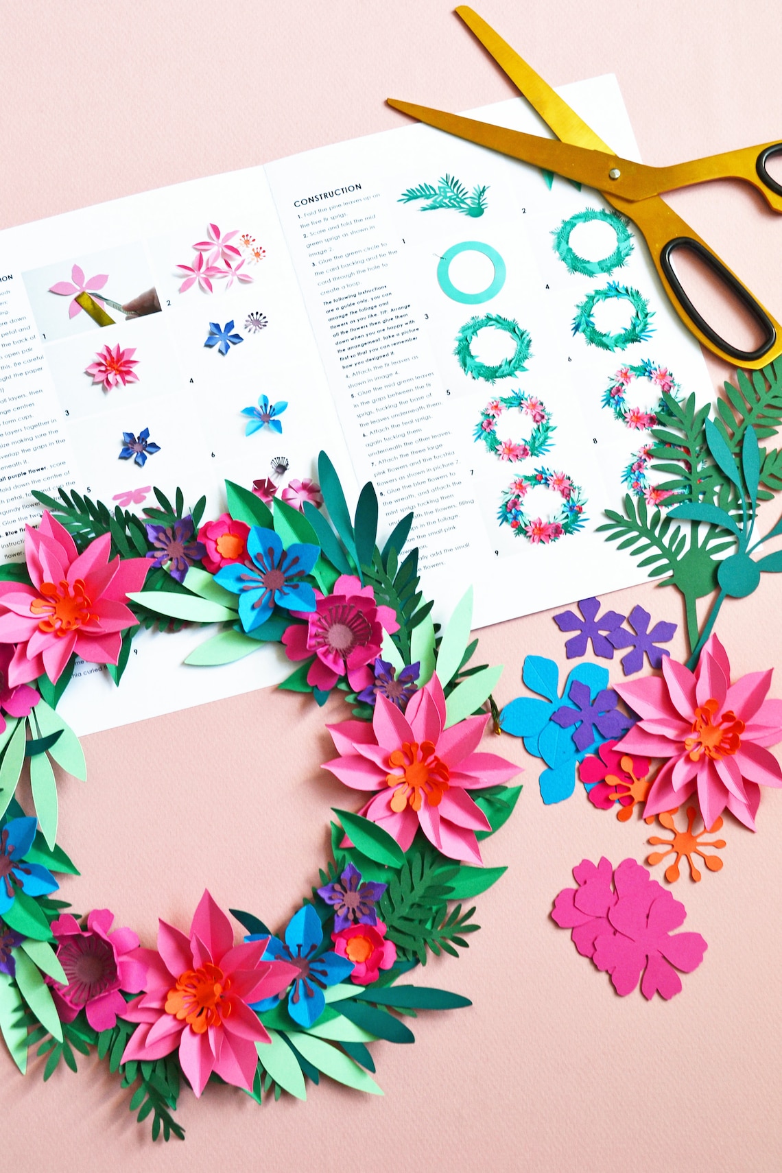 Paper Flower Wreath Craft Kit Etsy