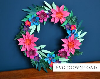 Paper flower wreath SVG download DIY decorations