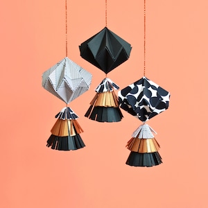 Origami black and white hanging decorations craft kit image 1