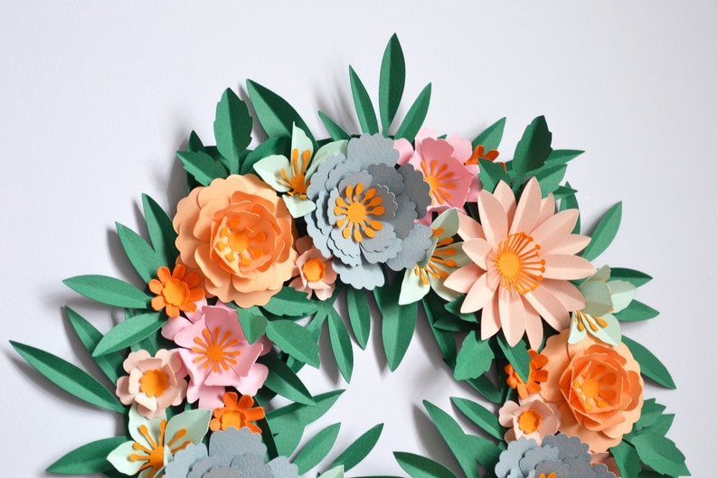 Spring paper flower wreath SVG download DIY decorations image 6