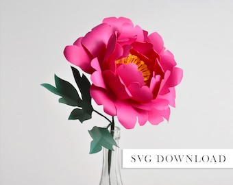 Papier Blume Pfingstrose SVG download diy für cricut digital cut Datei