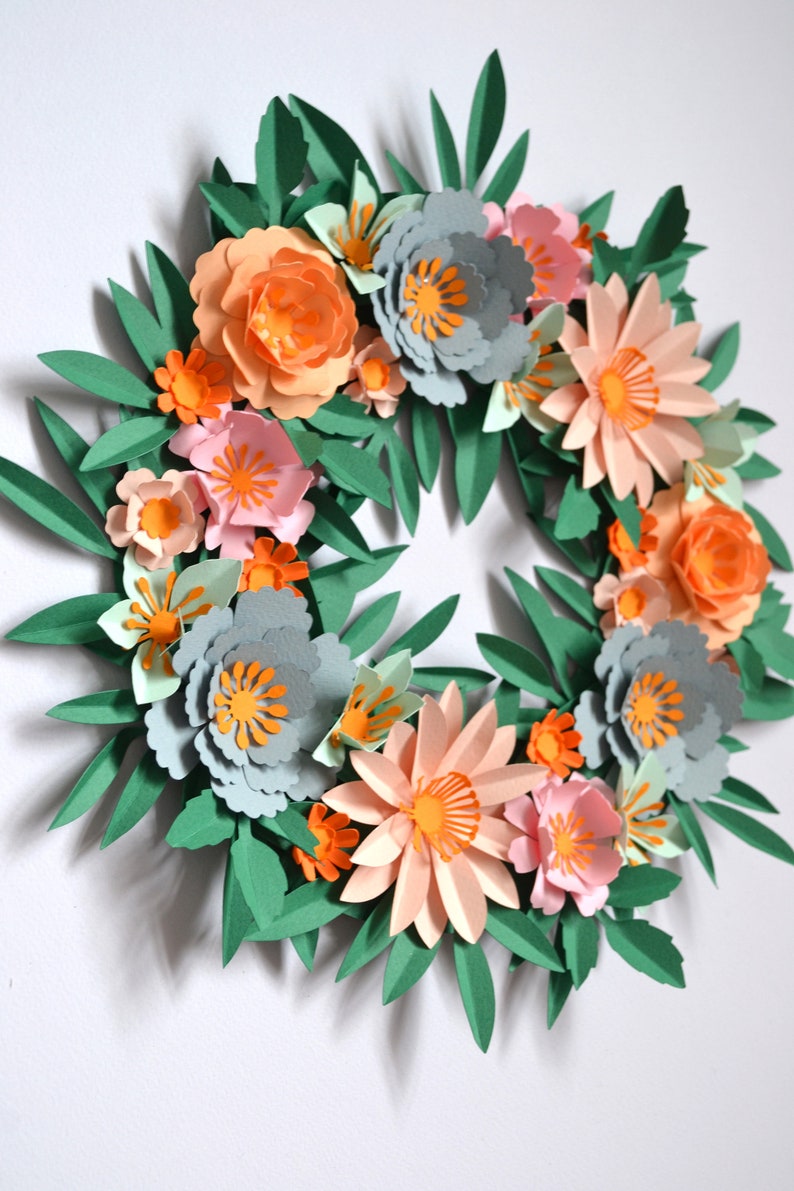 Spring paper flower wreath SVG download DIY decorations image 2