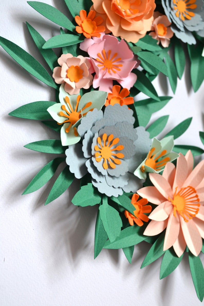 Spring paper flower wreath SVG download DIY decorations image 3