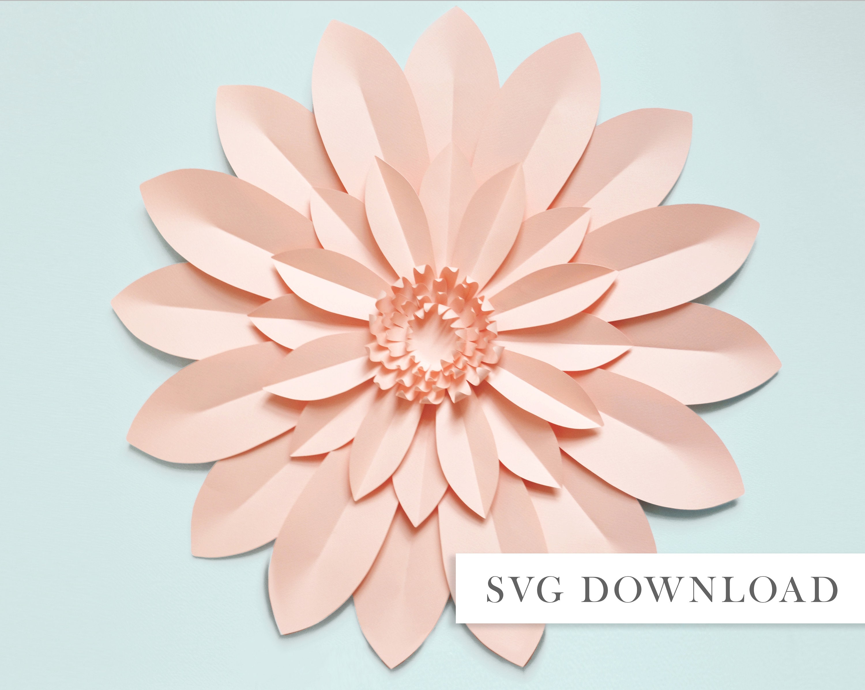 Giant origami style paper flower tutorial, svg cut file, handcut printable PDF templates, download DIY