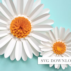 large paper daisy tutorial, svg cut file, DXF file, download DIY