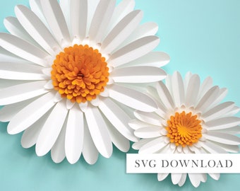 large paper daisy tutorial, svg cut file, DXF file, download DIY