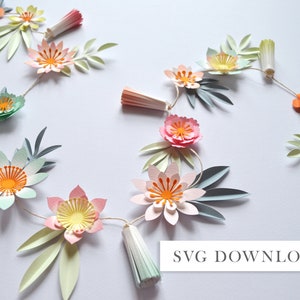 Papier Blumen Quaste Girlande SVG Schneidedatei Download DIY