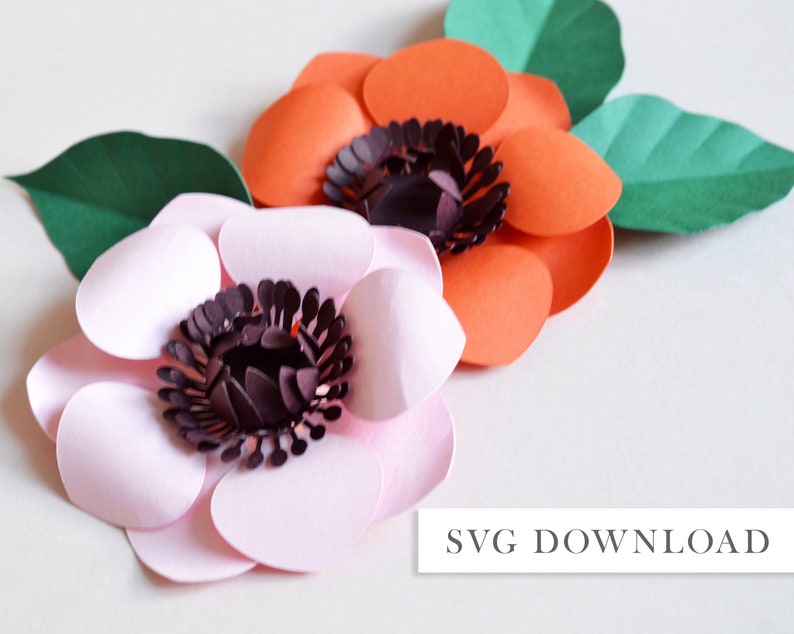 Paper flower anemone SVG download diy for cricut image 1