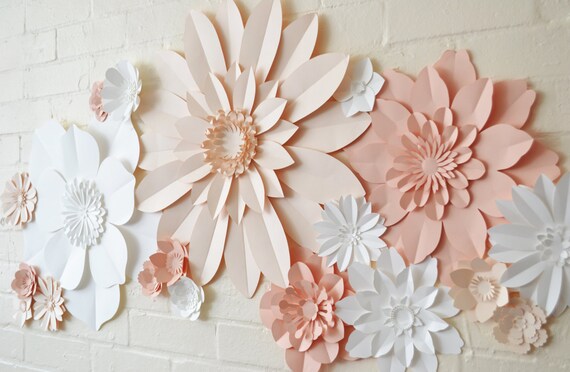 Handmade Three Colour Paper Flower Wall Display Etsy