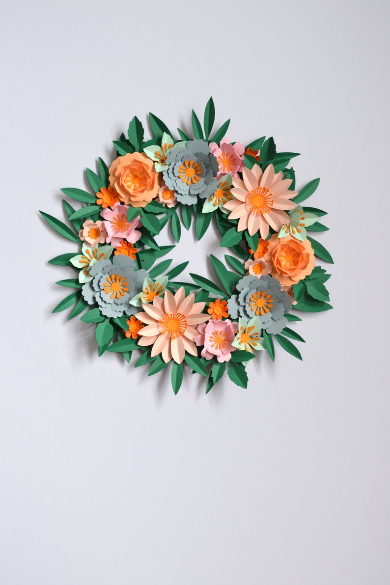 Spring paper flower wreath SVG download DIY decorations image 4