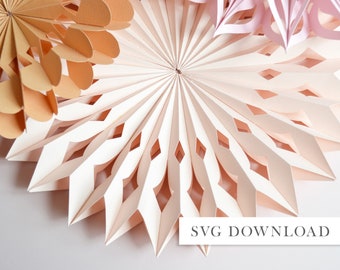 DIY 3D honeycomb pinwheel, hand cut template, svg digital cut file, festive decoration tutorial download