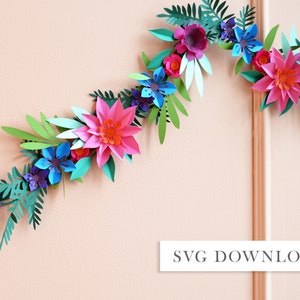 Papierblume Blattgirlande SVG Schneidedatei Download DIY