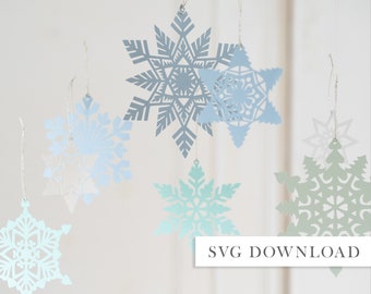 Fichier de coupe numérique svg flocon de neige, téléchargement de décoration festive, png