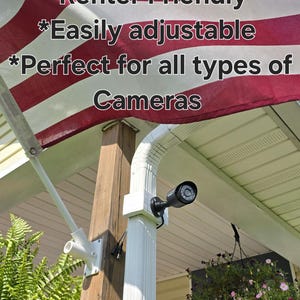 White Clamp-On Gutter Mount: No-Drill Security Camera Hanger