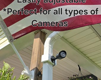 White Clamp-On Gutter Mount: No-Drill Security Camera Hanger