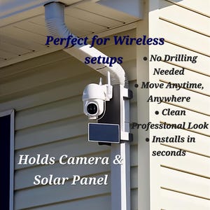 Downspout Security Camera & Solar Panel Mount: Arlo, Eufy, Wyze Compatible