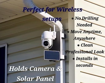 Downspout Security Camera & Solar Panel Mount: Arlo, Eufy, Wyze Compatible