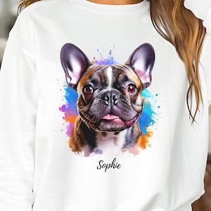 French Bulldog Shirt, Custom Bulldog Lover Sweatshirt, Personalized Brindle Frenchie Gift for Dog Moms, Owners, Dog Art Gift for Her, Him
